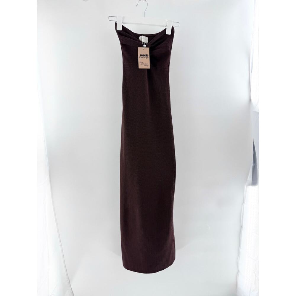 Dissh Kara Strapless Bandeau Knit Maxi Dress Chocolate Brown Women's Size XS - Picture 2 of 5